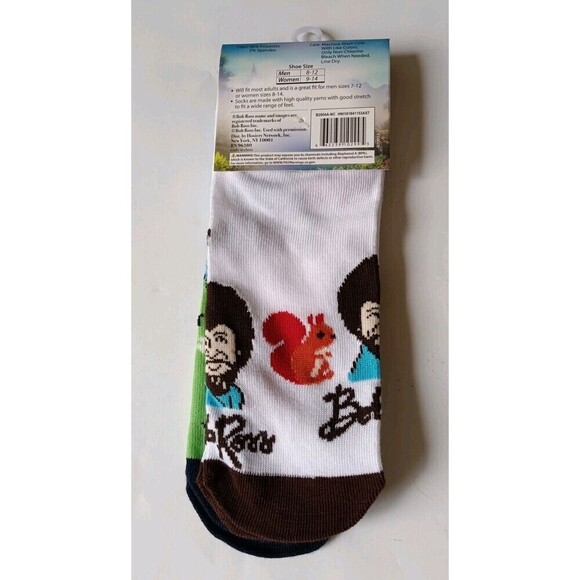 Bob Ross Low Cut Socks Men's 8-12 Multicolored 2 Pair - Picture 4 of 6